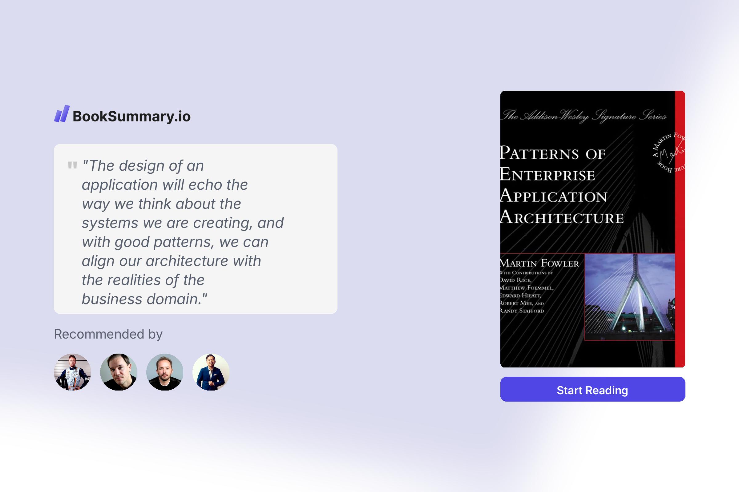 Patterns of Enterprise Application Architecture Book Summary